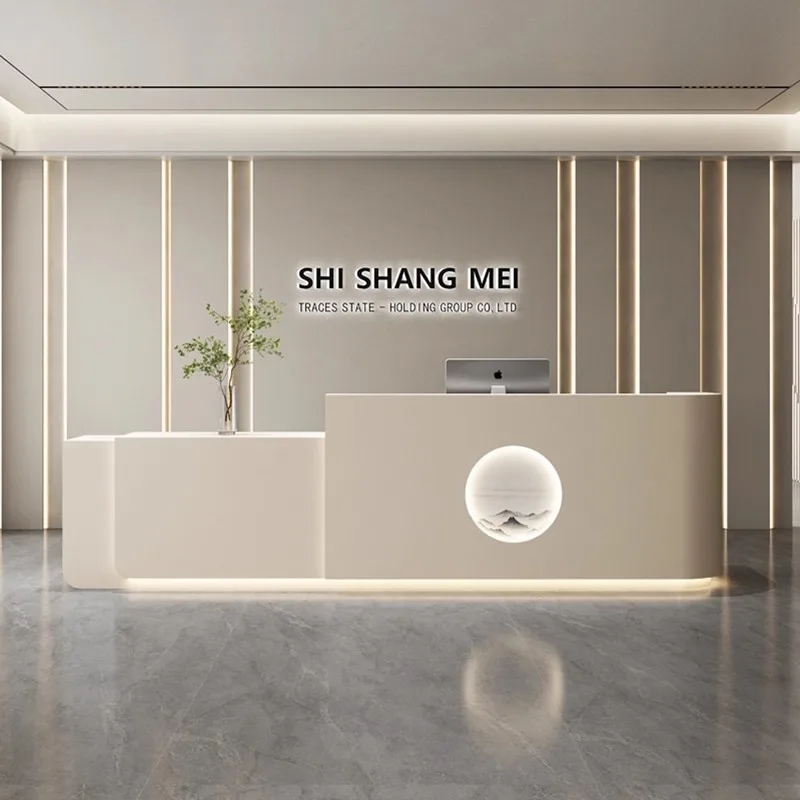 Office Furniture Store - Nordic Cream Style Reception Desk Modern